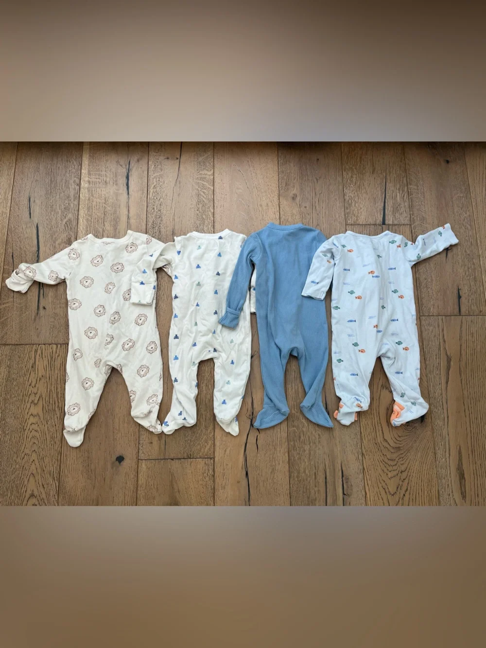 4 piece Infant 3-6 month Sleeper Double Zip Gap Ribbed Old Navy Carters Fish